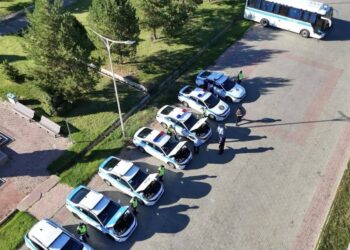 Жетісуда Конституция күні қарсаңында полицияның гарнизондық саптық жиыны өтті