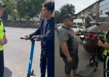 Талдықорғанда полицейлер электросамокат жүргізушілеріне түсіндіру жұмыстарын жүргізуде
