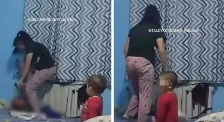 Жаркентте өз баласын тепкілеген ана қамалды