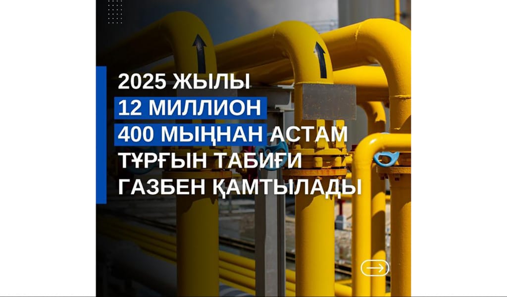 2025 жылы 12 миллион 400 мың тұрғын газбен қамтамасыз етіледі